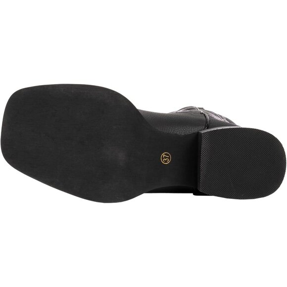 J's.o.l.e Women Black Cowboy Boot Square Toe Western Cowgirl Fashion Botte - Picture 9 of 9